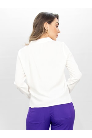 BLUSA SOCIAL MANGA LONGA DECOTE V AIDA OFF